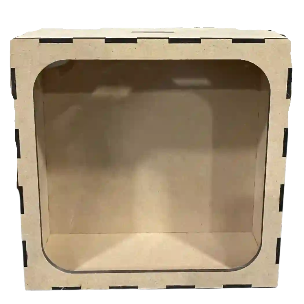 Caja alcancía MDF con acrílico