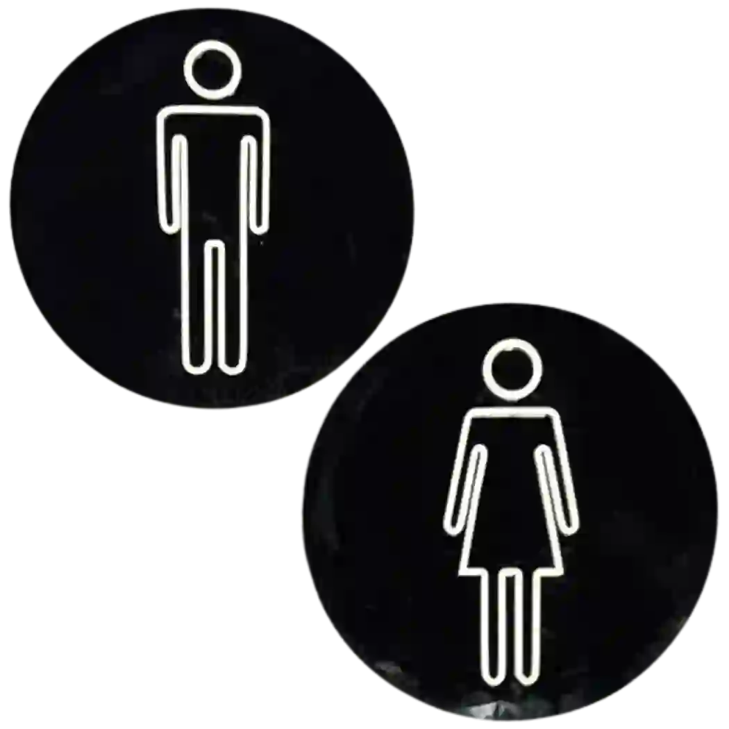 Señal de baño para hombre o mujer